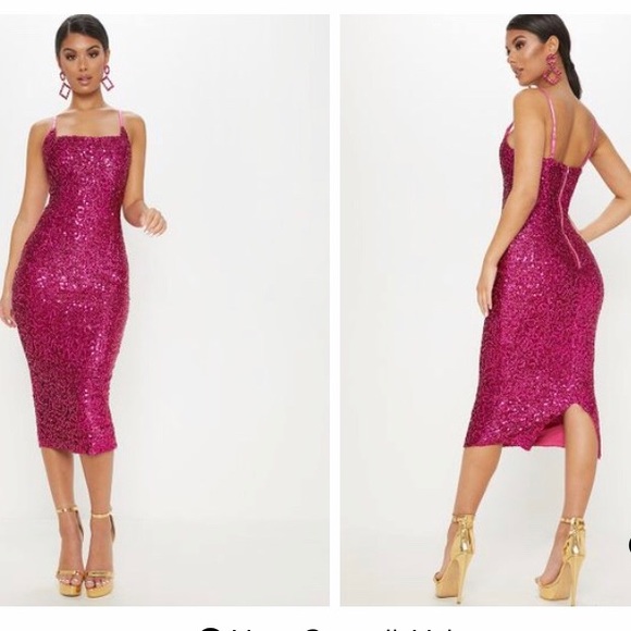 prettylittlething sequin dress
